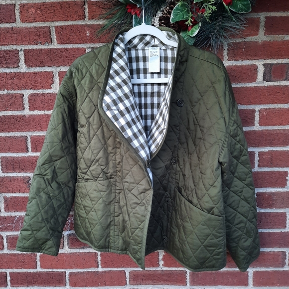 Madewell Reversible Quilted and Gingham Plaid Jacket Primaloft Coat NEW Green - Picture 1 of 16